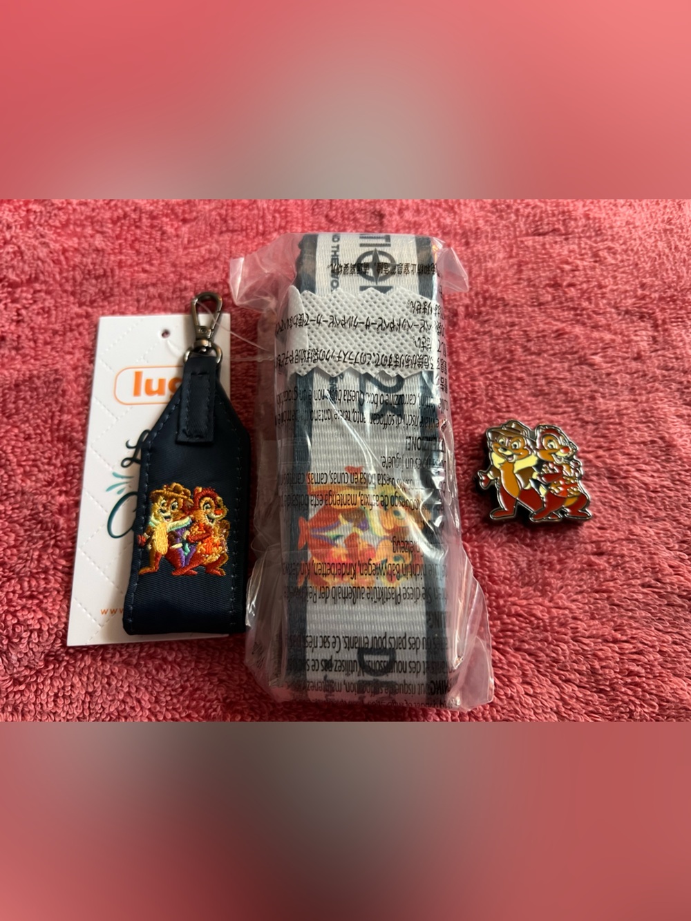 lug Disney Chip & Dale D23 3pcs Bundle- Strap, Puller and Bag Charm. NWT